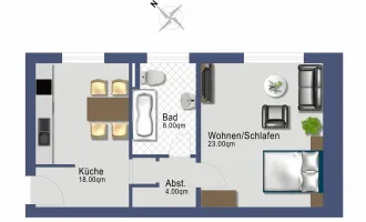 2 Zimmer - Ruhelage mit Grünblick im Stadtzentrum von Saalfelden - Heizung inklusive - ab 1. November 2024