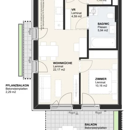 Tolle NEUBAU-Eigentumswohnung am Klopeiner See mit ca. 45 m² Wohnfläche und ca. 15 m² Balkon, TOP 8, Haus 2, 1. OG - Bild 2