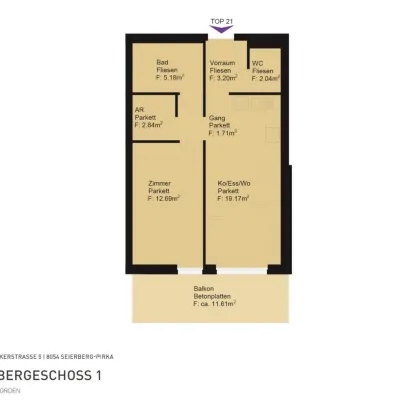 Traumhafte 2-Zimmer-Wohnung mit Balkon und moderner Ausstattung in Seiersberg/Pirka - Wohnen auf höchstem Niveau! - Bild 2