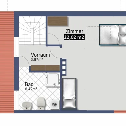 Zweizimmer Maisonette mit Balkon - ab 1. Jänner in Franking - Heizung inklusive - Bild 2