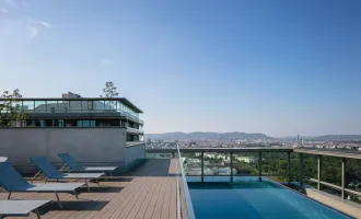 City Living ! Erstbezug 2-Zimmer-Apartment mit Balkon,Pool am Dach und traumhafter Blick über Wien !