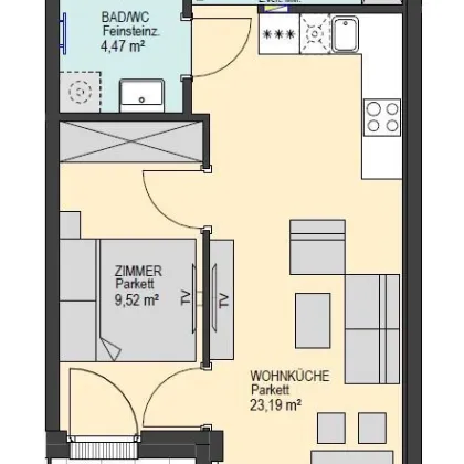 PROVISIONSFREIE Helle 2-Zimmer-Wohnung inkl. Küche - für Anleger geeignet - Bild 3