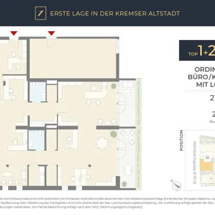 ERSTE LAGE Kremser Altstadt: Büro, Kanzlei oder Ordination, 5 Räume, 2 Loggien - Bild 2