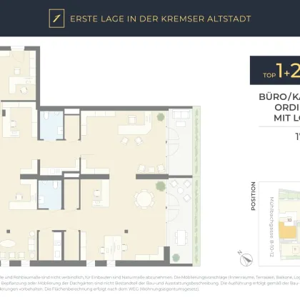 ERSTE LAGE Kremser Altstadt: Büro, Kanzlei oder Ordination, 5 Räume, 2 Loggien - Bild 2