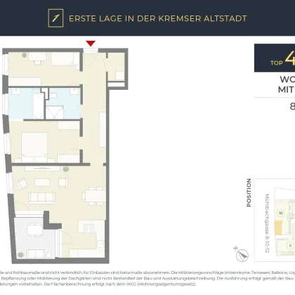 ERSTE LAGE Kremser Altstadt: Neubau, 3 Zimmer, Loggia - Bild 2