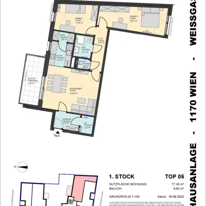 PROVISIONSFREIE 3-Zimmer-Wohnung - Küche mit Fenster und Speis - Bild 2