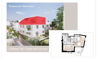 PROVISIONSFREI | Wohnen im Villenviertel | 2 Zimmer Wohnung mit Balkon (DG)  inkl. zwei Tiefgaragenstellplätze | Hügelgasse | Fertigstellung Mitte 2025 (Gebäude C - Top 11)