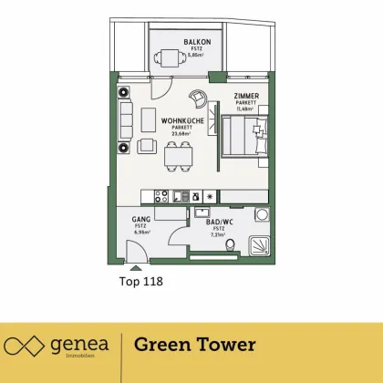 Anlegerwohnung | Green Tower | Hochhaus mit ökologischem Mehrwert und vertikalem Wald | Provisionsfrei - Bild 2