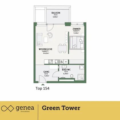 Anlegerwohnung | Green Tower | Die neue Art des Wohnens in Graz | Provisionsfrei - Bild 2