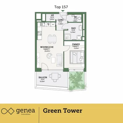 AKTION 50/50 | Gepflegte Grünflächen und beste Infrastruktur | Green Tower | Provisionsfrei - Bild 2