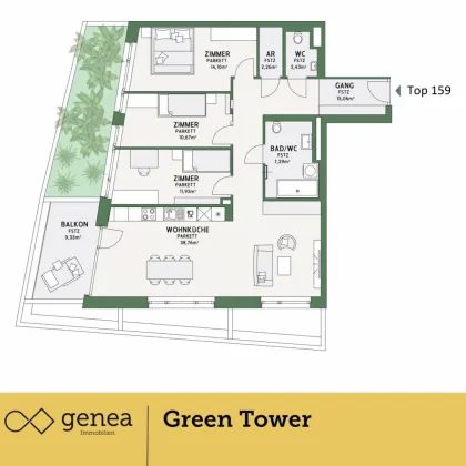 AKTION 50/50 | Provisionsfrei | Urbanes Wohnen im Grünen | Green Tower in Reininghaus - Bild 2