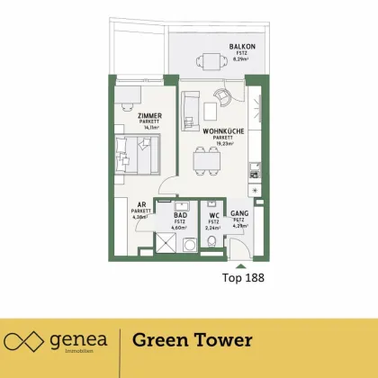 Anlegerwohnung | Green Tower | Hochhaus mit ökologischem Mehrwert und vertikalem Wald | Provisionsfrei - Bild 3