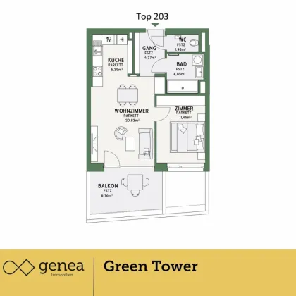 Anlegerwohnung | Grüner Wohntraum | Provisionsfrei | Green Tower in Reininghaus mit Blick auf den Schloßberg - Bild 3