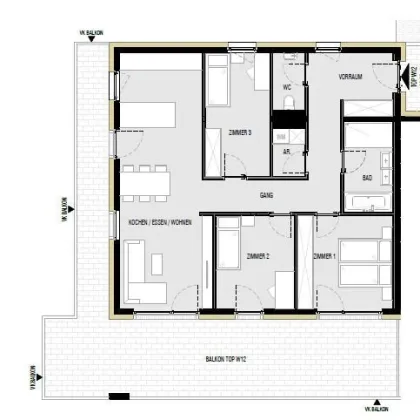 Provisionsfrei: 4-Zimmerwohnung (Top W12) - Mils GLUNGEZERBLICK - Bild 3