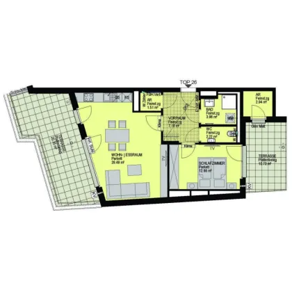 Große 2 Zimmerwohnung mit 2 Terrassen im 14. Bezirk - Top 26 - Bild 3
