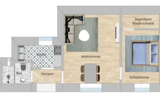 2-Zimmer-Wohnung mit Renovierungsbedarf