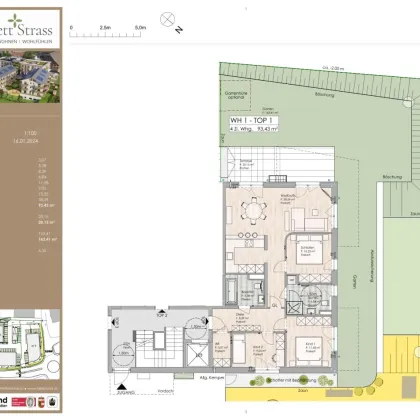 Quartett Strass, Top 1.1: 4-Zimmer Familienwohnung mit über 160 m² Garten - Bild 2