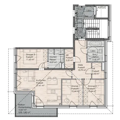 Erstbezug: 4-Zimmer-Dachgeschosswohnung Top D12 - Bild 2