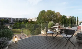 Stilvoll Wohnen: 2-Zimmer-Dachgeschoss mit Panorama-Terrasse nähe Donauzentrum