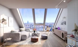 ERSTBEZUG | PENTHOUSE MIT WIENBLICK | 360° Dachterrasse | direkter Liftzugang | 5 Zimmer | Bodentiefe Panoramaverglasung