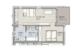 NEUBAU BERGERALM  -  BLICK / 2 ZIMMERWOHNUNG