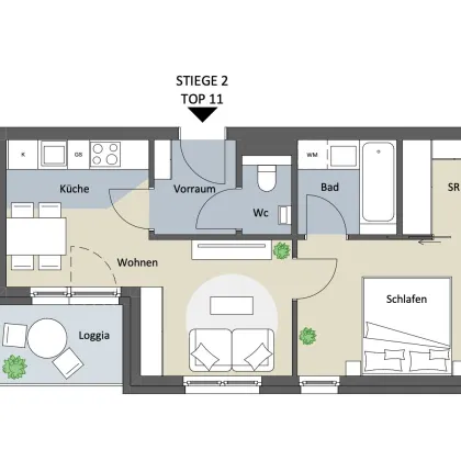 Zweitbezug! 2-Zimmer Wohnung mit Loggia | Thaliastraße | Billa im Haus | 1. Liftstock straßenseitig - Bild 2
