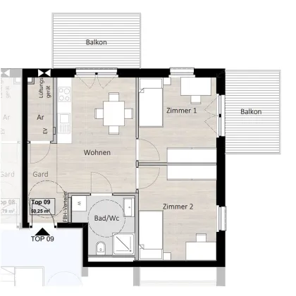 TRAUMWOHNUNG: Ca. 50 m² große NEUBAU-3-Zimmer-Wohnung mit 2 Balkonen in Innsbruck ab sofort zu kaufen! - Bild 3