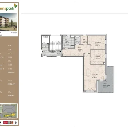 Erstbezug: 3-Zimmer-Wohnung C04 im 1. OG inkl. 2 Tiefgaragenparkplätze - Bild 2