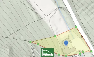 Wunderschönes Grundstück, gesamt ca. 4.700m² (Bauland/Wiesen/Wald) mit Altbestand (Abriss oder Sanierung) beim Wald in absoluter Ruhe- & Naturlage.