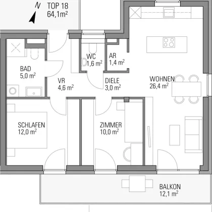 ERSTBEZUG mit Dezember/Jänner großzügige 3 Zimmer-Wohnung mit herrlichem Balkon und 2 Tiefgaragenparkplätzen - Bild 2