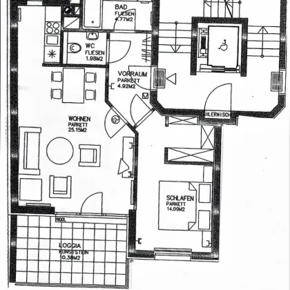 TOPGEPFLEGTE 51 m2 NEUBAU MIT 10 m2 LOGGIA, Wohnküche, 1 Zimmer, Wannenbad, Parketten, 2. Liftstock, Hofruhelage, Seidengasse - Bild 2