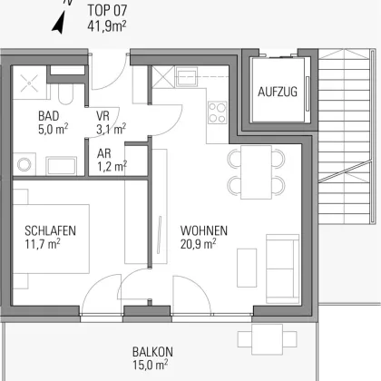 ERSTBEZUG mit Dezember/Jänner mit 2 Zimmer, traumhaftem Balkon und Tiefgaragenparkplatz - Bild 3