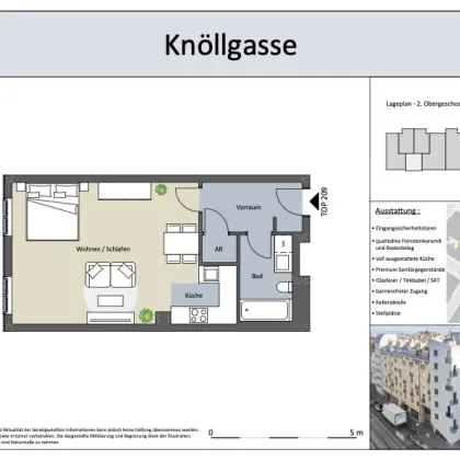 Nahe Matzleinsdorfer Platz | 47m2- 2.Stock - 1-Zimmer-Apartment mit voll ausgestatteter Küche - Bild 2