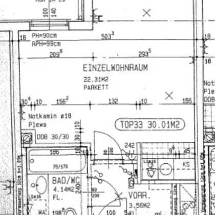 U4/U6-Nähe, HARDTGASSE, 30 m2 Neubau, Einzelwohnraum, Kochnische, Wannenbad, Parketten, Hofruhelage - Bild 3