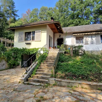 Abgeschotteter Bungalow mit großem Grund in malerischem Michelbach - sanierungsbedürftig, Garage, große Einfahrt & herrlicher Grünblick - Bild 2