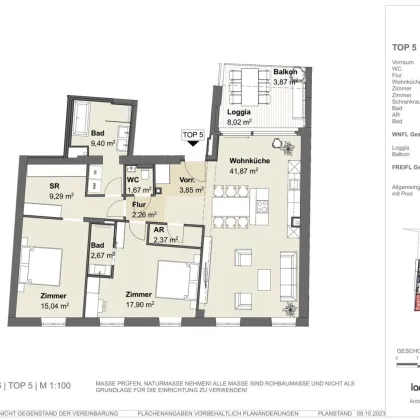 Erstbezug: Schöne 3-Zimmerwohnung mit Loggia & Balkon | Exklusives Wohnen in Dornbach | Außenpool im Gemeinschaftsgarten - Bild 3