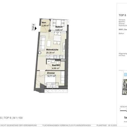 Erstbezug: 2-Zimmer-Dachgeschosswohnung | Exklusives Wohnen in Dornbach | Außenpool im Gemeinschaftsgarten - Bild 2