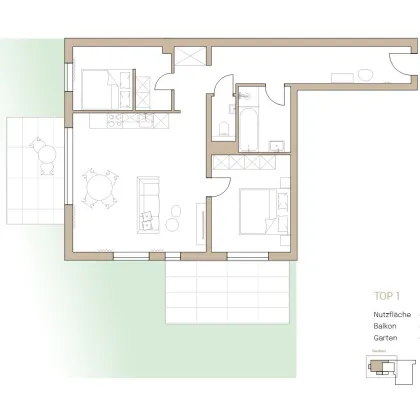 Erstbezug in zentraler Lage: Moderne 3-Zimmer-Wohnung mit Garten und zwei Terrassen - Bild 2