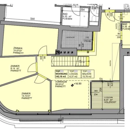 FUZO NEUBAUGASSE, klimatisiertes 149 m2 Dachgeschoß mit 23 m2 Freifläche, 3 Zimmer, Wohnküche, 2 Bäder, Parketten, Mariahilfer Straße - Bild 3