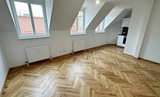 DACHGESCHOSS! MQ-Nähe, sonnige 95 m2 Maisonette mit Terrasse, Wohnküche, 2 Zimmer, 2er-WG-geeignet, Galerie, Burggasse