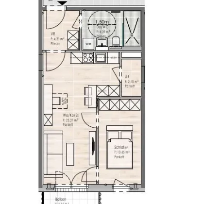 Erstbezug: 2-Zimmer Wohnung im 1. OG / Top B04 - Bild 2