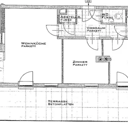 TERRASSENHIT, HOLBEINGASSE, unbefristetes 63 m2 Dachgeschoß mit 33 m2 Terrasse, Wohnküche, 2 Zimmer, Wannenbad, Parketten, Klimaanlage - Bild 3